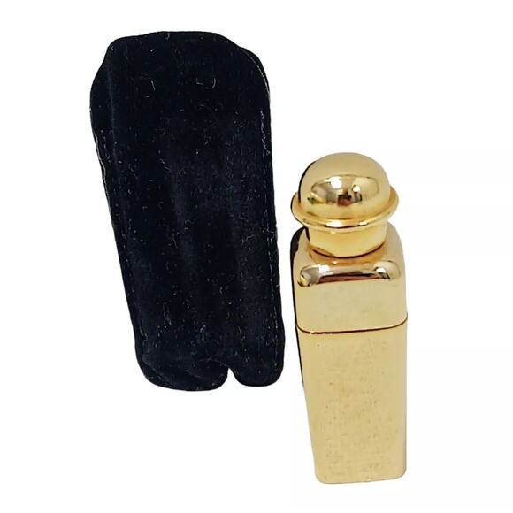 RARE Hermes GOLD AEROSPRAY Caleche Spray w Velvet Pouch 2.5" BOTTLE w Lid Vntg - Picture 1 of 12